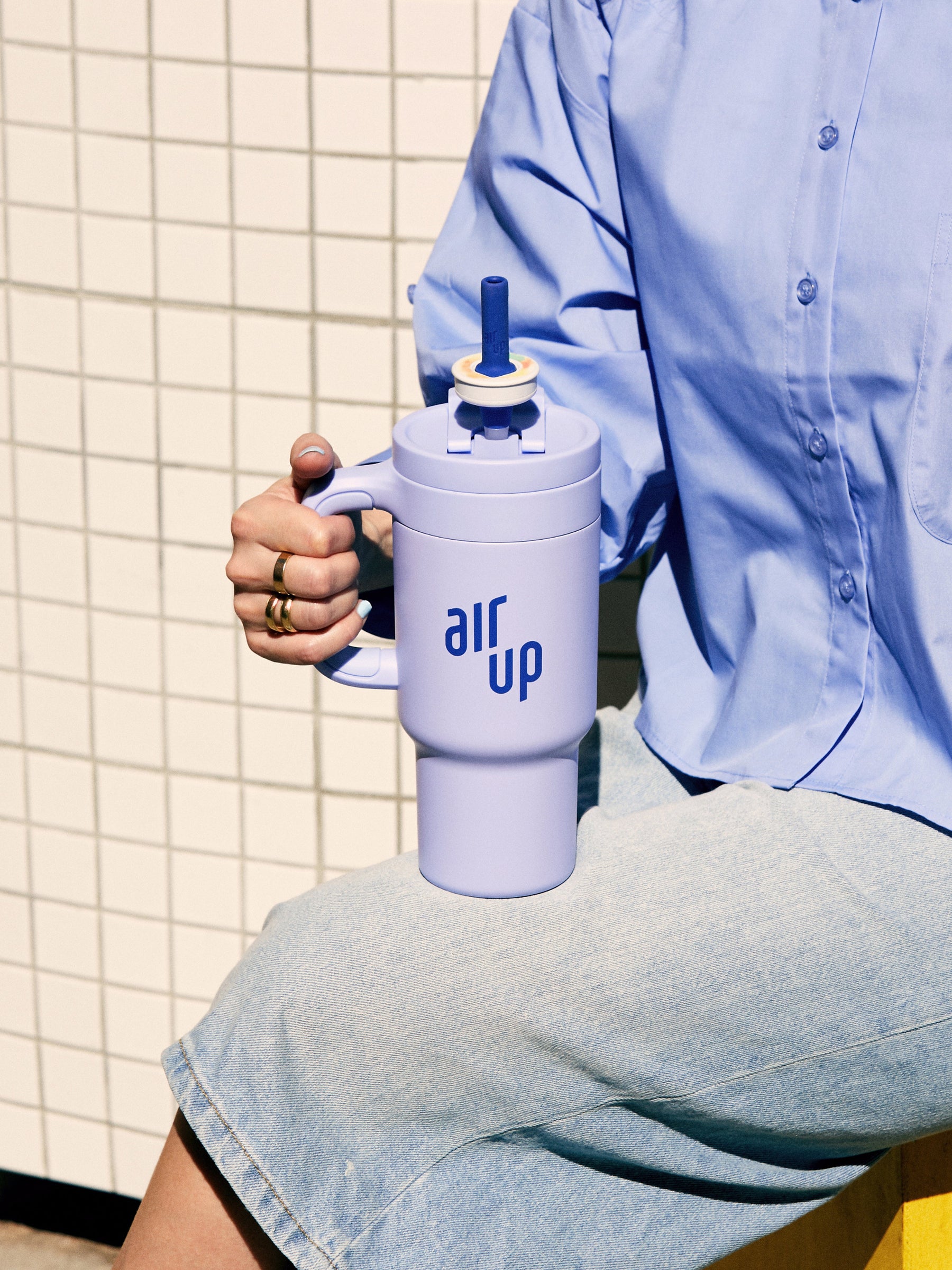 air up® Tumbler mit Griff - Blue Cornflower 890 ml